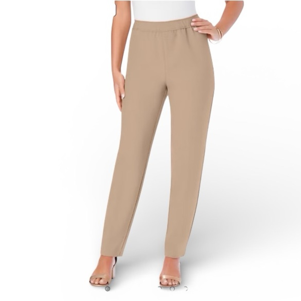 Roaman's Classic Bend Over Khaki Pants - Size 14W Petite